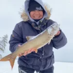 Melanie Tougas of Red Lake was able to catch this beauty despite 40-kilometre wind gusts and snow.