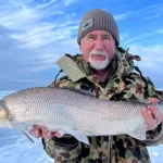 Randy Beamish of Thunder Bay caught a 29-inch whitefish on a Foxee jig while ice fishing on Lake Superior.