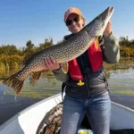 Taylor Sobchuk of Red Lake was spending the day at Trout River Lodge walleye fishing with Dad when this pike was hooked unexpectedly.