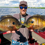 Callum Johnson of Brechin is a full-time fishing guide at Happy Go Fishing Charters on Lake Simcoe. These 9.5-inch bluegills, however, were biting on Lake Couchiching.
