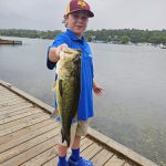 Griffin White of Peterborough was on his way to a lacrosse game with Dad when they stopped for a quick cast at Gore’s Landing. Griffen landed this largemouth after some exciting topwater action using a Whopper Plopper.