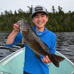 Derek Konieczny of Georgetown and his son, Tristen, were on Wasaksina Lake near Temagami when Tristen caught his personal-best smallmouth bass, a 21-incher, using a worm harness.