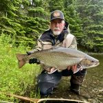 Randy Beamish of Thunder Bay caught this 26 by18-inch, 10-lb Nipigon River brook trout taken on a simulator dry fly.