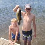 Evan and Jace Schulenberg of Vineland caught this bass on a basic hook and worm while fishing for sunnies in Noelville.