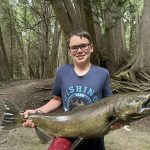 Jace Shortt of Port McNicoll landed his first chinook salmon from a Lake Ontario tributary.