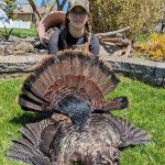 Joe Costanza of Bradford is proud of her daughter Natalie’s first turkey as a fully licensed hunter, taken from a friend’s farm on opening morning in Simcoe County. Natalie made a great 20-yard shot after calling in this tom (21-lbs with a 9-inch beard and ¾-inch spurs) with some hens, having enticed him to stick around to check out their decoys.