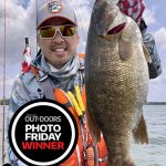 Photo Friday winner Julian Lising of Richmond Hill boarded his personal-best smallmouth (6 lbs, 5 oz, and 20.75-inches) while fishing alone in his kayak on Lake Simcoe.