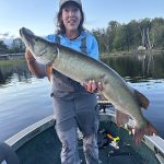 Michelle Danychuk of Port Elgin caught this heart-pounding muskie with a topwater bait before a storm on the Magnetawan River.