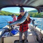 Shelley Kling of Windsor was fishing for whitefish with her parents, Carolene and Sheldon Coutu, on Wakomata Lake when Sheldon caught-and-released this beautiful lake trout.