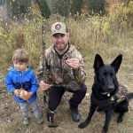 Keenan and Jensen Levean of Belleville shared this photo from their first father-son hunt with this spruce grouse and Oliver the dog in Whitney.