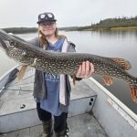 Johnny Klimczuk of Keswick caught-and-released his personal-best pike, a 42 incher, using a Berkley Surge Shad given to him by the owner of Little Canada Camp in Ear Falls.