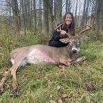 It was bittersweet for Cynthia Delahaye of Amherstview when she took this buck at 30 yards with her crossbow after spending three years tracking him on family property in WMU 69A3.