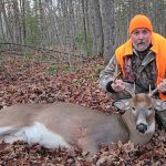 Grant Rowland of Tory Hill took this large-bodied buck with a double-lung shot on his property while watching does and fawns bedding.