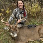 Hailee Daniels of Belleville harvested a mature buck using a compound bow for the first time.