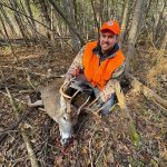 Joshua Knight of Orillia grunted himself a clean shot at 15 yards from his tree stand during the controlled shotgun hunt, granting him his first buck —, an 18 pointer in WMU 76.