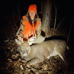 Madeleine Baker of Minden finally caught up with this cheeky buck after he came in grunting for does at last light; this is Madeleine’s first deer she’s harvested with a rifle in 11 years.