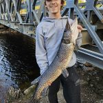 Jody Stefanich of Elliot Lake sent this snap of Tyler shore fishing with a caught-and-released spring pike.