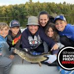 Photo Friday winner Alexander Brown of Windsor caught the attention of all of Healey Lake when he landed the pike the crew had chased all week with a Len Thompson Red Devil #2. Holding it from left are Jack Peruzzo, Alexander Brown, Brian Brown, Mary Staganovski, Nora Peruzzo, James Peruzzo. Photo taken by Brad Peruzzo.