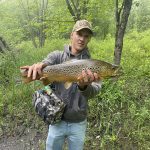Ben McConachie of Owen Sound caught-and-released a beautiful 25-inch brown trout from the Sydenham River using a spinning rod and Mepps Comet.