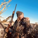 Breanna Dennie of Kingston caught a candid of Cody goose calling in a fall field.