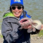 Mae Pankhurst of Barrie caught this 27.5-inch channel catfish at an Ontario Women Anglers event in Tilbury.