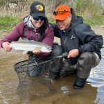 Marisa Josling of Hamilton is grateful for Chito Atenzia’s angling mentorship over the years, which helped land this Bronte Creek trout during opener.