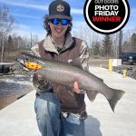 Photo Friday winner Nate Cannons of Thunder Bay caught his first Lake Superior steelhead with his girlfriend, Kayla, using a Len Thompson Five of Diamonds – his Poppa’s favourite lure.
